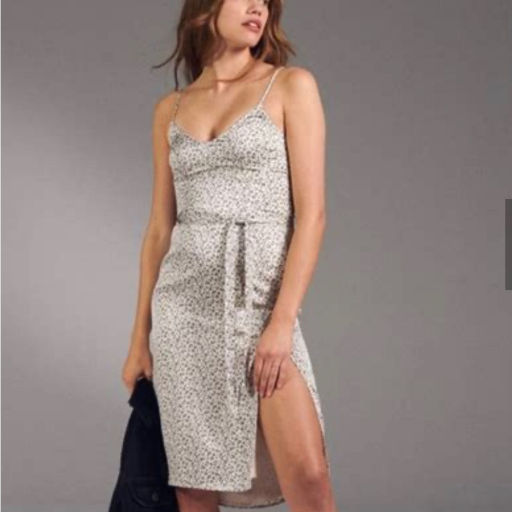 NWT Abercrombie Leopard Satin Slip Midi Dress XS